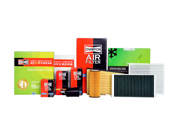  Assortment of Champion products spin on oil filter air filter cabin air filter